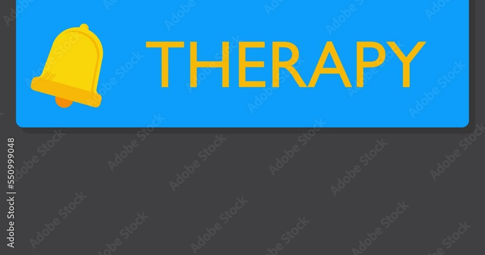 Poster therapy text on notification bubble from portable information device screen. mobile app message, con