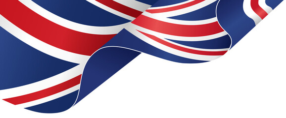 Waving flag of  UK isolated  on png or transparent  background,Symbols of  United Kingdom,Great Britain,template for banner,card,advertising ,promote, TV commercial, ads, web - obrazy, fototapety, plakaty