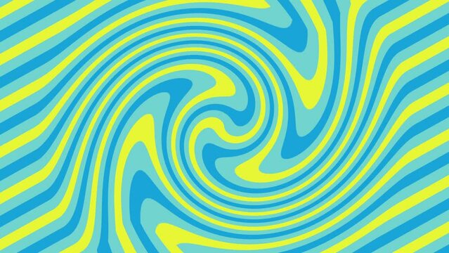 青と黄色の斜線ストライプが渦状に変化する背景素材