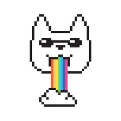 Obraz premium Animal vomiting rainbow, pixel art character