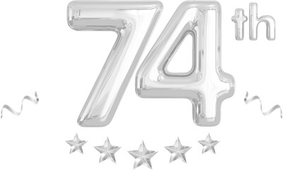 74th year anniversary silver 3d render 