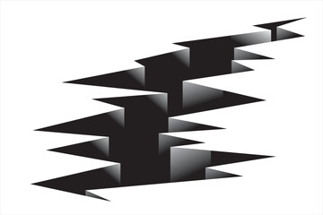 Earthquake cracking holes. Cracked brick wall. A cracked stonewall. Realistic cracks in the wall. Ground cracks set. Grunge style mask overlay with cracked texture