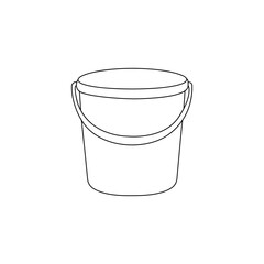 Bucket with handle line art icon isolated on a white background. vector illustration of bucket. Perfect for coloring book, textiles, icon, web, painting, children's books, t-shirt print.