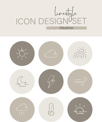 Linestyle Icon Design Set Weather