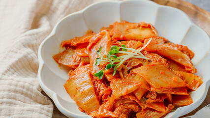 Kimchibokkeum, Stir-fried Kimchi : Well-fermented kimchi stir-fried with chopped green onion and garlic in a pan greased with oil, this is a popular side dish usually eaten with rice. It also goes wel
