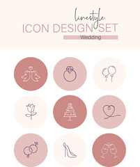 Linestyle Icon Design Set Wedding