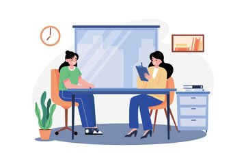 Employee Interview Illustration concept on white background