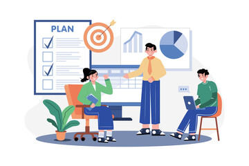 Business Training Illustration concept on white background