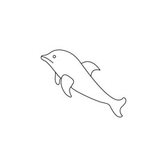 Vector illustration of a dolphin jumping on a white background.