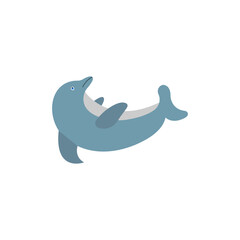 Vector illustration of a dolphin jumping on a white background.
