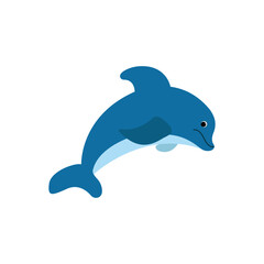 Vector illustration of a dolphin jumping on a white background.