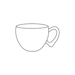 Teacup line art. One line tea cup vector illustration. illustration of cup. Perfect for coloring book, textiles, icon, web, painting, children's books, t-shirt print.