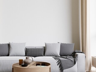 big white living room.interior design,grey sofa wall for mock up and copy space..
