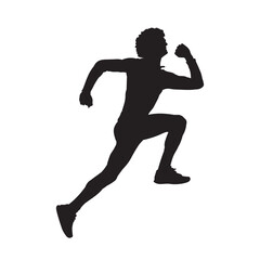 Fototapeta na wymiar Running young people isolated vector silhouette.