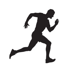 Fototapeta na wymiar Running young people isolated vector silhouette.