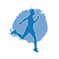 Running man isolated vector silhouette.