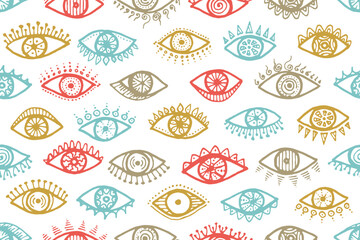 Hand drawn female eyes abstract repeatable