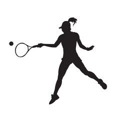 Female tennis court sport player silhouette vector isolated.