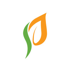 p letter leaf icon vector illustration concept design template