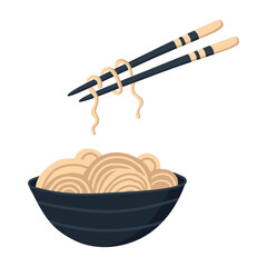 Eat noodles with wooden chopsticks