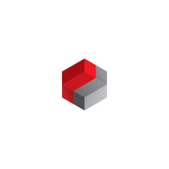 Red hexagon modern logo design