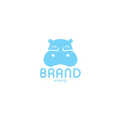 Hippo Blue animal simple logo design
