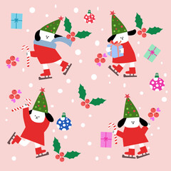 Santa  claus different expressions set of cute