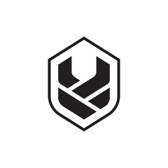 V shield geometric flat logo design 