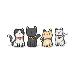 Group of cat cartoon character.