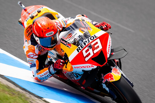 Marc Marquez of Spain on the Repsol Honda Team Honda during MotoGP Free Practice 2 at The 2022 Australian MotoGP.