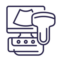 ultrasound machine icon on white, line