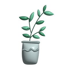 Fototapeta na wymiar 3d Transparent Plants in Pots