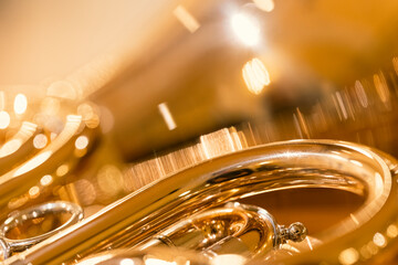 Part of a French Horn with blurred out elements and lot of bokeh