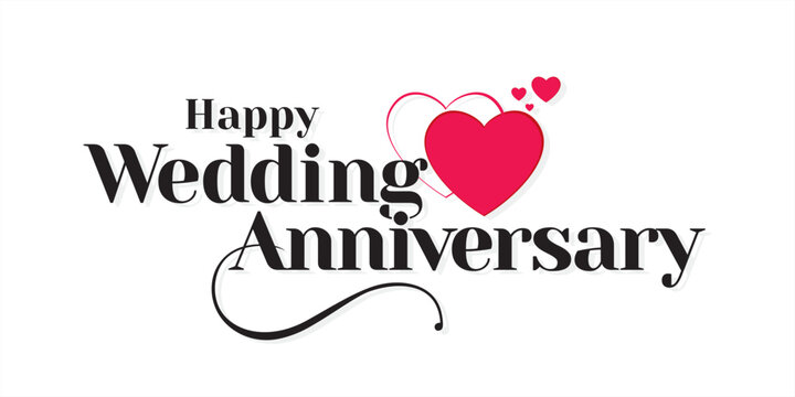 Wedding Anniversary Wishing Greeting Card Design. Conceptual Creative Card for Marriage Anniversary. Editable Illustration.
