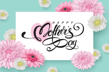 Happy Mother's Day Calligraphy with flower Background.Vector.