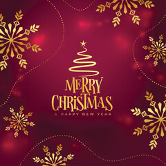 happy xmas festive background with golden snowflake design vector illustration
