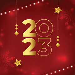 2023 new year eve festive background with golden star design vector illustration