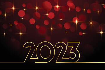 line style 2023 new year shiny background with bokeh effect