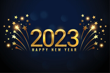 luxury 2023 new year greeting banner with bursting star
