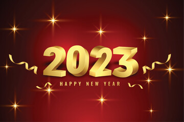 3d 2023 golden text for new year event banner