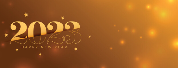 premium happy new year 2023 shiny banner vector illustration