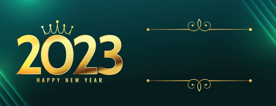 royal 2023 new year invitation banner with text space and crown