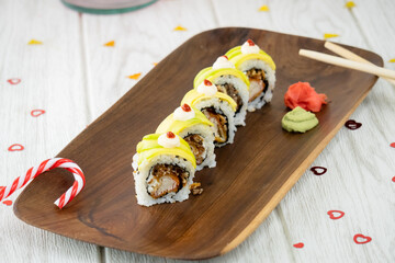 sushi roll with wasabi