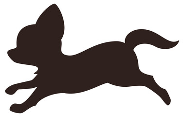 走る犬（チワワ）のシルエットアイコンB