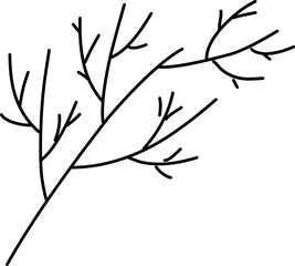 Branch of tree, silhouettes of bare branches. Vector illustration.