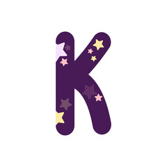 colorful cute star alphabet for decorating or printing for cards or banner