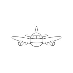 Transportation line art airplane vector isolated on white background. 