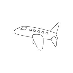 Transportation line art airplane vector isolated on white background. 