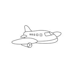 Transportation line art airplane vector isolated on white background. 
