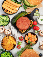 Plant based meat concept. Vegetarian lunch. Healthy eating. Go vegan.
